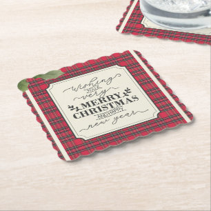 Porta-copo De Papel Tartan Nome de Natal e Ano Novo Feliz