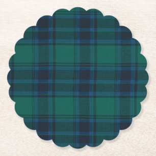 Porta-copo De Papel Tartan Scalloped Round