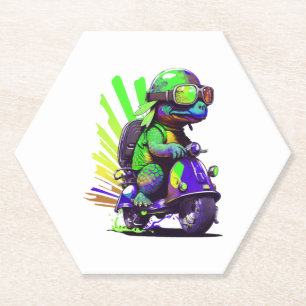 Porta-copo De Papel Tartaruga Colorida Engraçada Em Uma Cópia De Patin