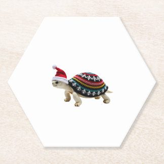 Porta-copo De Papel Tartaruga com Chapéu de Papai Noel - Camiseta Feia