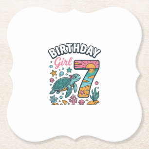 Porta-copo De Papel Tartaruga Marinha Menina de Aniversário 7º Anivers