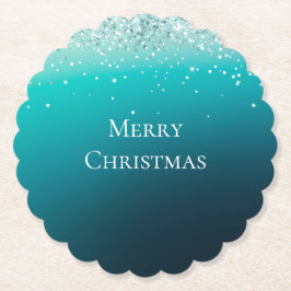 Porta-copo De Papel Teal Silver Confetti