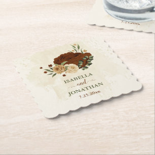 Porta-copo De Papel terra cota floral em tons terrosos para casamento