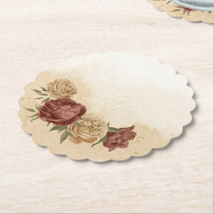 Porta-copo De Papel terracota floral verde terra