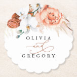 Porta-copo De Papel Terracotta Flowers Pampas Grass Elegante Tropical<br><div class="desc">Terracotta flores e portas copos de na moda de erva-pampas</div>