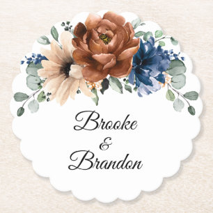 Porta-copo De Papel Terracotta Marinho Blue Greenery Casamento Geométr