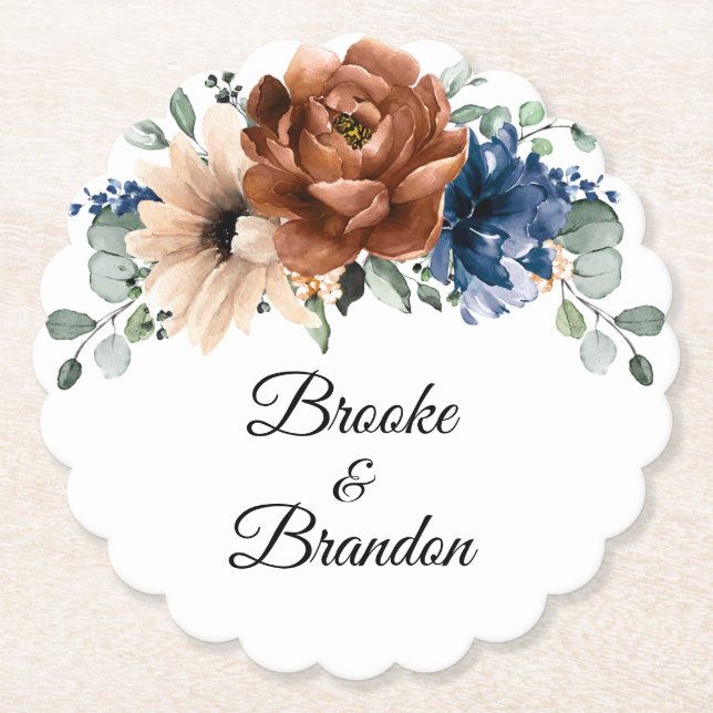 Porta-copo De Papel Terracotta Marinho Blue Greenery Casamento Geométr (Frente)