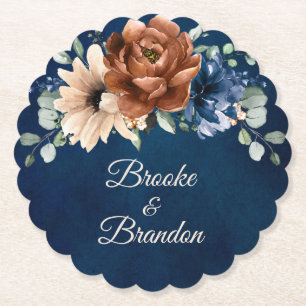 Porta-copo De Papel Terracotta Marinho Blue Greenery Casamento Geométr