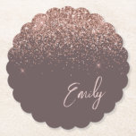 Porta-copo De Papel Terracotta Rosa Dourado Blush Link Monograma com L<br><div class="desc">Terracotta e Rosa Dourado - Portas copos de papel de nome do script de brilho cinza-rosado com brilho brilhante. Isso faz a formatura perfeita,  aniversário,  casamento,  chá de panela,  aniversário,  chá de fraldas ou presente de festa de solteira para alguém que ama luxo de vidro e estilos quíticos.</div>