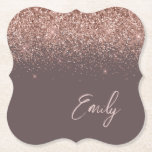 Porta-copo De Papel Terracotta Rosa Dourado Blush Link Monograma com L<br><div class="desc">Terracotta e Rosa Dourado - Portas copos de papel de nome do script de brilho cinza-rosado com brilho brilhante. Isso faz a formatura perfeita,  aniversário,  casamento,  chá de panela,  aniversário,  chá de fraldas ou presente de festa de solteira para alguém que ama luxo de vidro e estilos quíticos.</div>