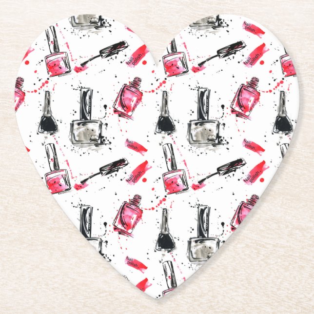 Porta-copo De Papel Teste padrão do verniz para as unhas da aguarela (Frente)