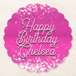 Porta-copo De Papel Texto Personalizado de Marcação de Largura Rosa Qu