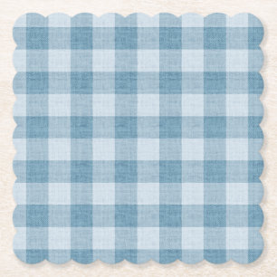 Porta-copo De Papel Textura de linho xadrez búfalo gingham azul em pó