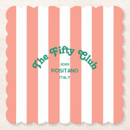 Porta-copo De Papel The Fifty Club Peach Beach Stripe 50th Birthday