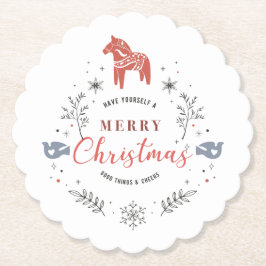 Porta-copo De Papel Tipografia de ornamentação em círculo de Natal e a