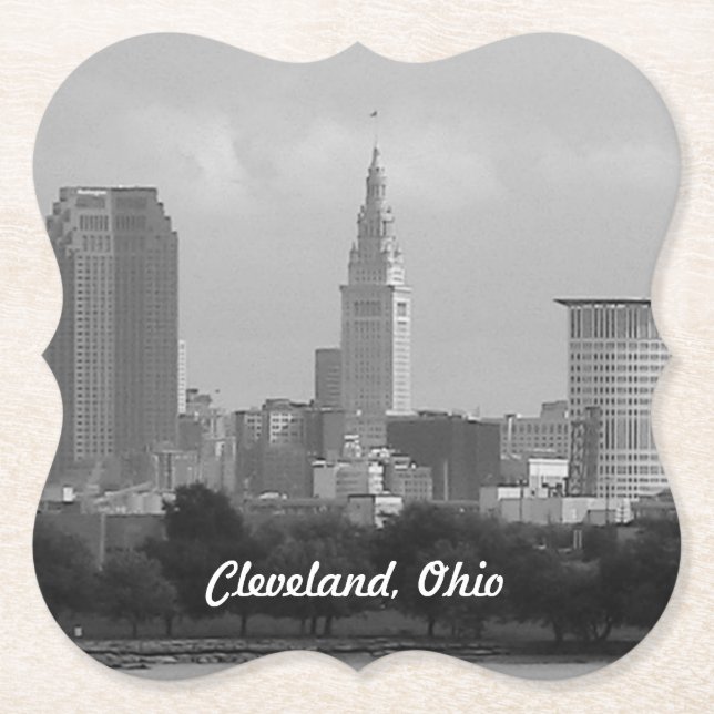 Porta-copo De Papel Torre de Cleveland BW (Frente)