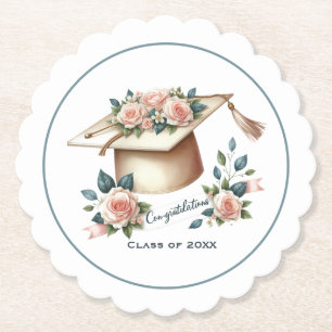 Porta-copo De Papel Trabalho de Arte de Rosa e Beca de Graduação Elega