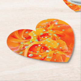 Porta-copo De Papel Três Coração de Rosas Laranja