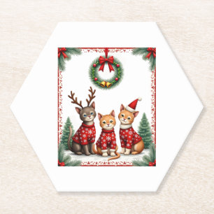 Porta-copo De Papel Três gatos engraçados camisola de Natal gato feio 