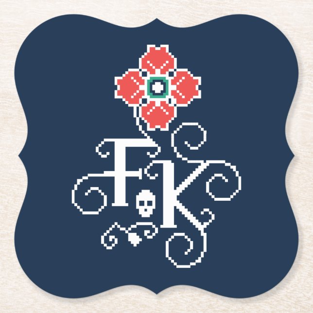 Porta-copo De Papel Tributo floral de Frida Kahlo | (Frente)