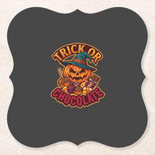 Porta-copo De Papel Trick Or Chocolate Halloween Abóbora Bruxa Chapéu 