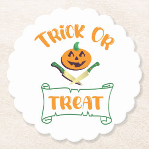 Porta-copo De Papel Trick or treat ossos cruzados rosto de abóbora de