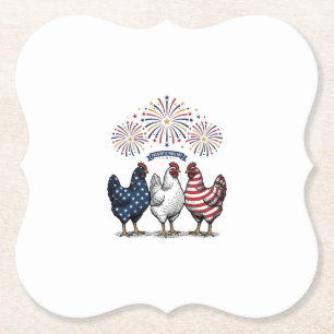 Porta-copo De Papel Trio de Frango Patriótico Vetor de Gravação Vintag