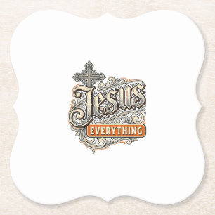 Porta-copo De Papel Tudo de Jesus Tipografia Cristã Vintage Desi