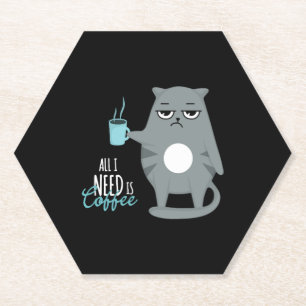 Porta-copo De Papel Tudo que preciso é café e meu gato