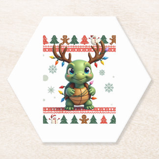 Porta-copo De Papel Ugly Xmas Sweater Style Lighting Turtle Christmas 