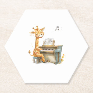 Porta-copo De Papel Uma Bela Girafa Joga Violão