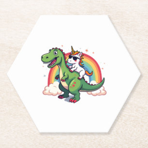 Porta-copo De Papel Unicórnio Arco-Íris Montando T rex - Dinossauro Me