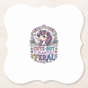 Porta-copo De Papel Unicórnio Fofo mas Ligeiramente Feral Fundo Branco