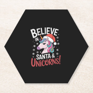 Porta-copo De Papel Unicórnios de Natal Creem no Papai Noel & Unicórni