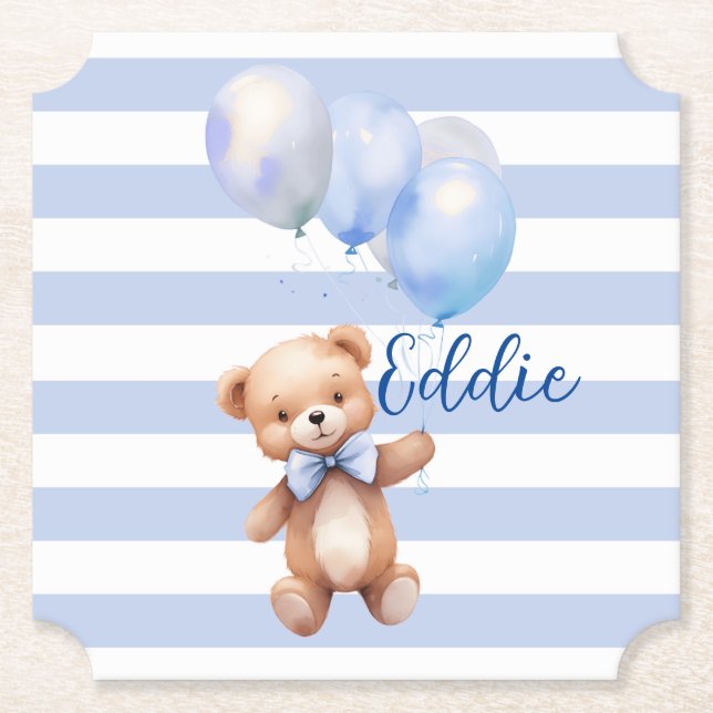 Porta-copo De Papel Urso Pequeno Bonito de Azul (Frente)