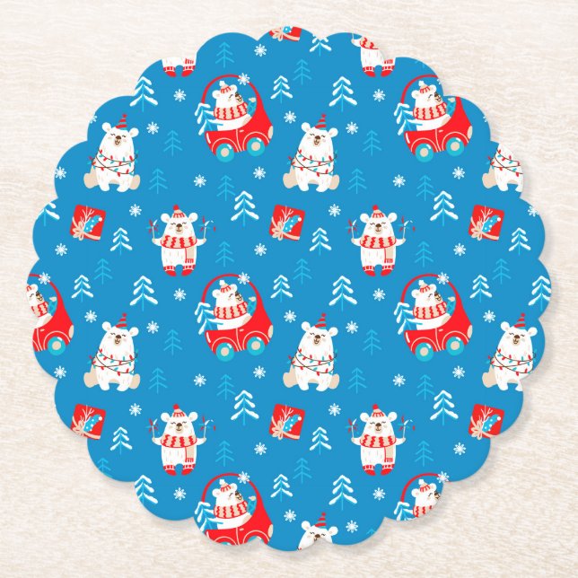 Porta-copo De Papel Urso Polar de Natal (Frente)