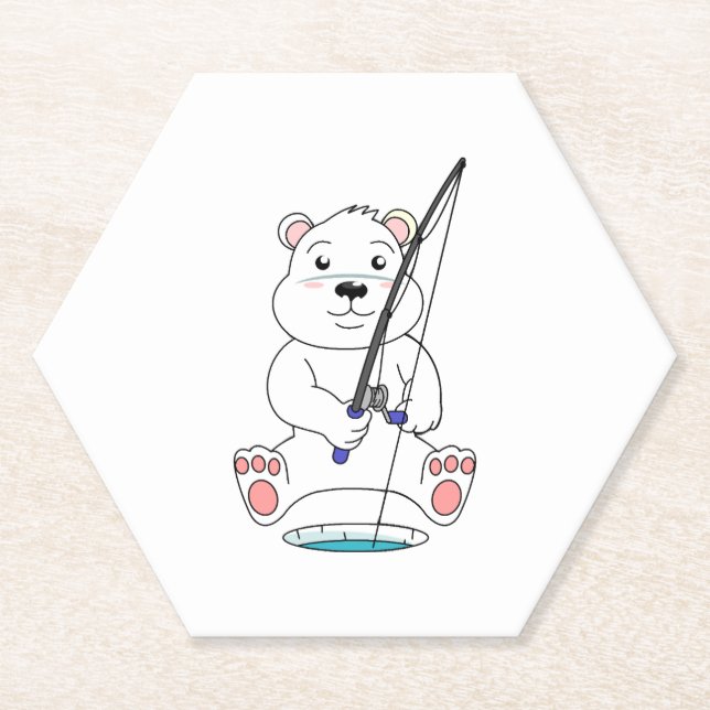 Porta-copo De Papel Urso Polar de Pesca (Frente)