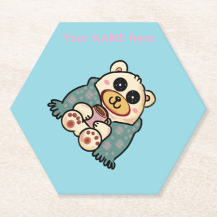 Porta-copo De Papel Urso Polar Personalizado com Café   Arte Fofa de I