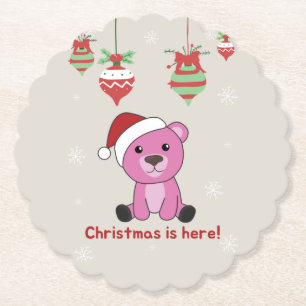 Porta-copo De Papel Ursos Coloridos Brancos Felizes De Natal