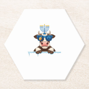 Porta-copo De Papel Vaca Menorah Dreidel Judeu Hanukkah Mulher Mens Ki