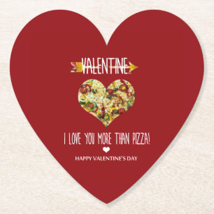 Porta-copo De Papel Valentine, eu te amo mais do que pizza