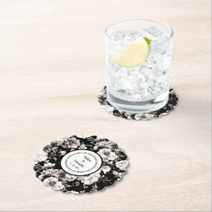 Porta-copo De Papel Velas de casamento rosas brancas e pretas