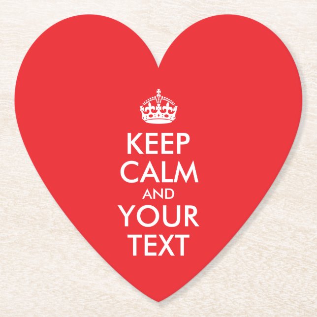 Porta-copo De Papel Vermelho e Branco Manter Calmo e Texto (Frente)