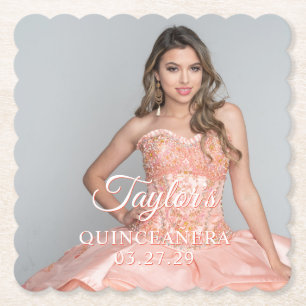 Porta-copo De Papel Vestido de Quinceanera Foto Duas Cores Fonte