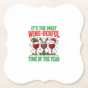 Porta-copo De Papel Vinho de Natal Vermelho Maravilhoso Design