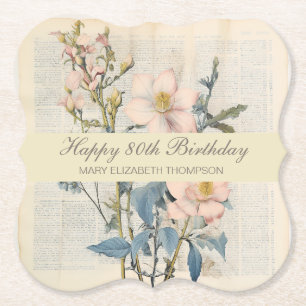Porta-copo De Papel Vintage Botânico de Flores Silvestres para 80º Ani