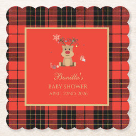 Porta-copo De Papel Vintage Dark Red Baby Shower  Paper Coaster