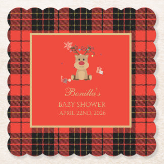 Porta-copo De Papel Vintage Dark Red Baby Shower  Paper Coaster
