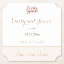 Porta-copo De Papel Vintage Floral Art Nouveau Casamento Salvar Data