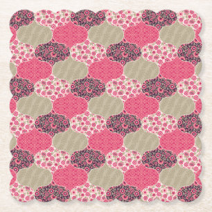 Porta-copo De Papel Vintage Floral Marroquino - Padrão Rosa